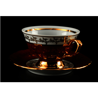 Набор для чая "Лист красный" (чашка 200 мл. + блюдце) на 6 персон 12 предметов