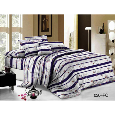 Комплект постельного белья Cleo Фиолетовые полоски поплин, двуспальный