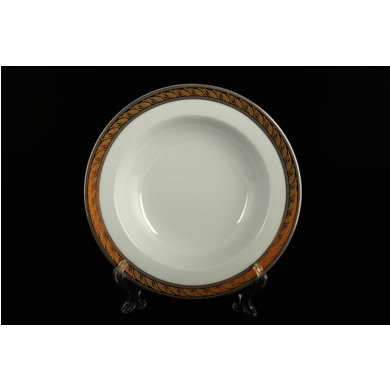 Набор глубоких тарелок "Кристина Платиновая золотая лента" 22 см 6 шт