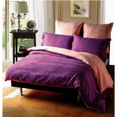 Комплект постельного белья SRosete Однотонный (фиолетовый) сатин, двуспальный евро