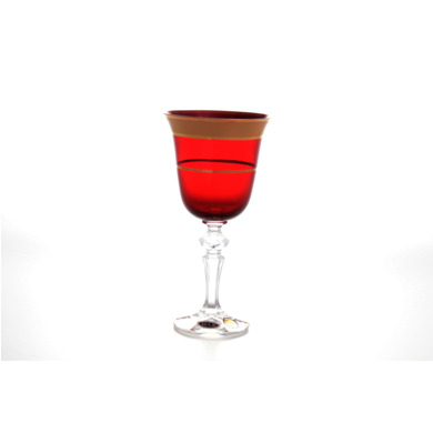 Набор бокалов для вина "Кристина красная Золотая полоса" 220 мл 6 шт