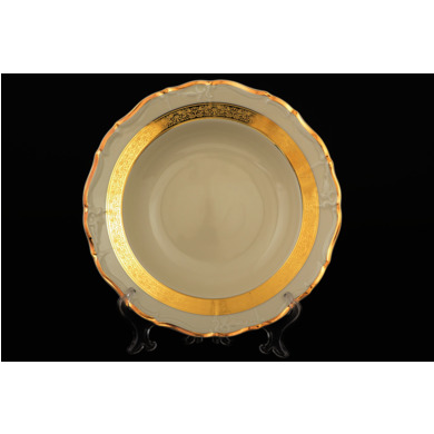 Набор глубоких тарелок "Мария Луиза Золотая лента Слоновая кость" 23 см 6 шт