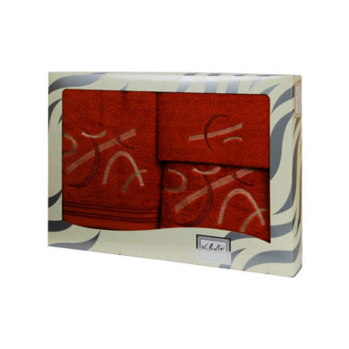 Комплект полотенец Valentini Whirl (кирпичный) 30х50 см, 50х100 см, 100х150 см 3 шт