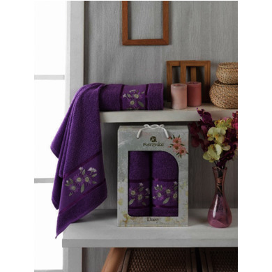 Набор махровых полотенец Merzuka Daisy Gold 50х90 см, 70х140 см 2 шт (фиолетовый)