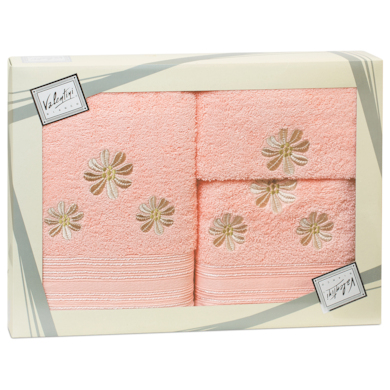 Комплект полотенец Valentini Camomile (розовый) 30х50 см, 50х100 см, 70х140 см 3 шт