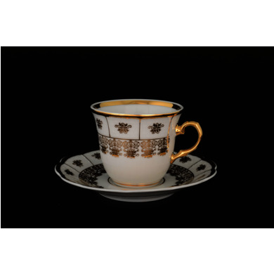 Набор кофейных пар "Менуэт Золотой орнамент" (чашка 135 мл + блюдце) на 6 персон