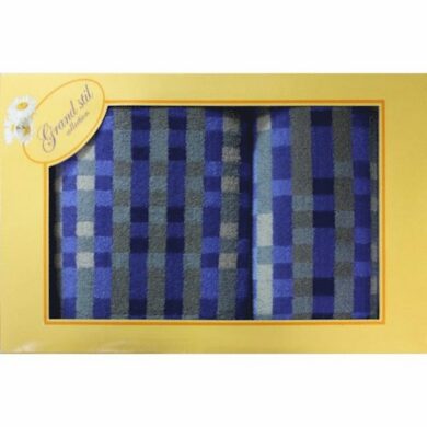 Набор махровых полотенец Grand Stil Пиксели (синий) 45х90 см, 65х135 см 2 шт