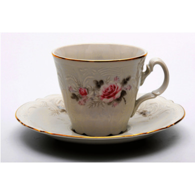 Набор для чая "Бернадот Серая роза золото" (чашка 200 мл + блюдце) на 6 персон 12 предметов
