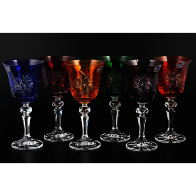 Набор бокалов для вина "Цветной хрусталь" 170 мл 6 шт
