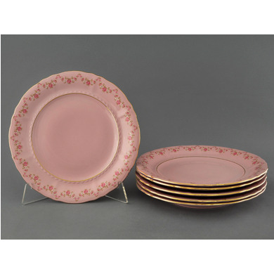 Набор тарелок "Соната Розовый фарфор 0158" 25 см 6 шт