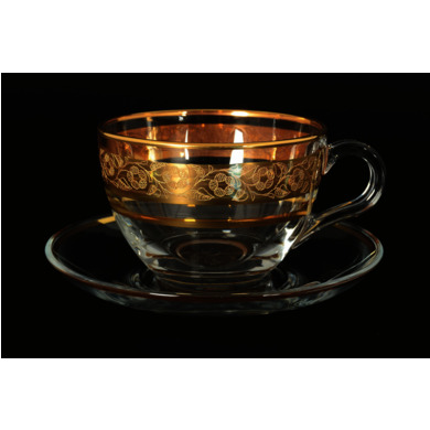 Набор чайных пар "Клаудия Золото" (чашка 220 мл + блюдце) на 6 персон