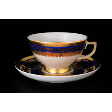 Набор чайных пар "Diadem Blue Cream Gold" (чашка 250 мл. + блюдце) на 6 персон