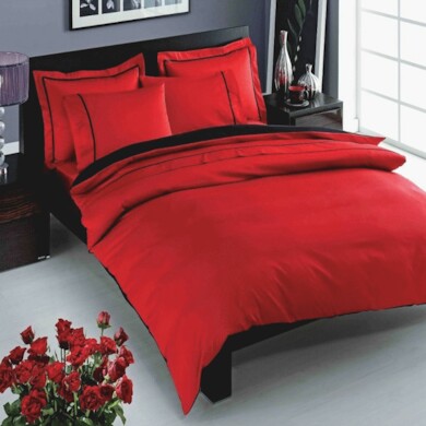 Комплект постельного белья Tac Satin Delux Prestige (красный) сатин-делюкс, двуспальный евро