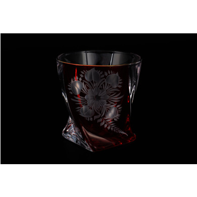 Набор стаканов для виски "Квадро Цветок (красный)" 320 мл 6 шт