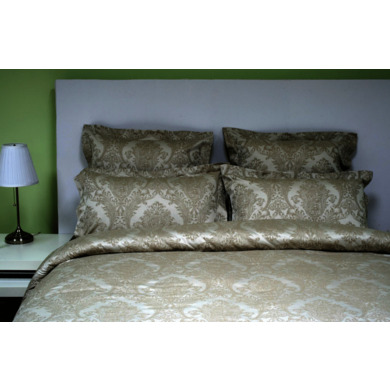 Комплект постельного белья Marize Бежевый с узорами жаккард, двуспальный (нав. 70х70 см)