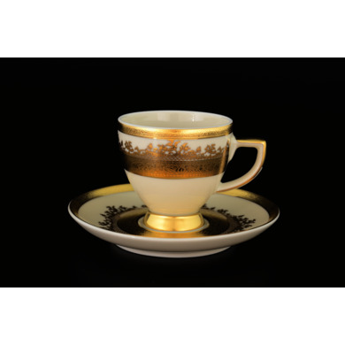 Набор кофейных пар "Constanza Cream 9320 Gold" (чашка 110 мл. + блюдце) на 6 персон