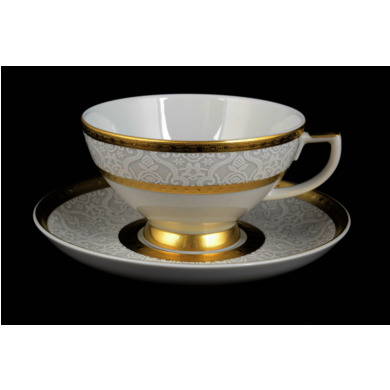 Набор чайных пар "Constanza Diamond White Gold" (чашка 220 мл + блюдце) на 6 персон