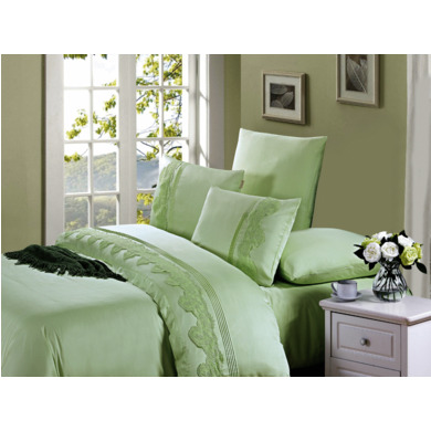 Комплект постельного белья Cleo Зеленый модал с гипюром, сем.