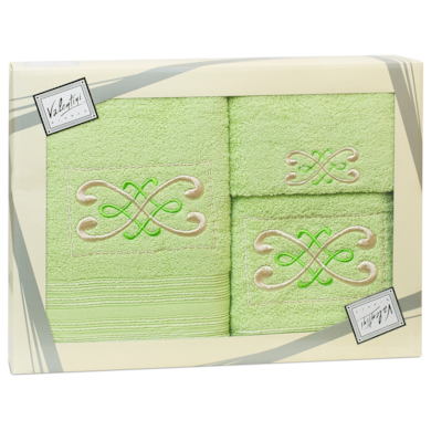 Комплект полотенец Valentini Fantasy 2 (светло-зеленый) 30х50 см, 50х100 см, 70х140 см 3 шт