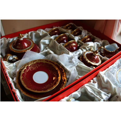 Сервиз чайный "Ювел красный 876/1" на 6 персон 21 предмет (подарочная упаковка)