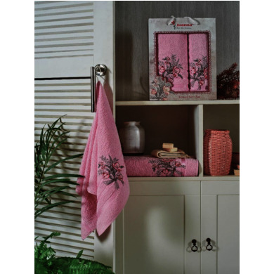 Набор махровых полотенец Juanna Batik 50х90 см, 70х140 см 2 шт (розовый)