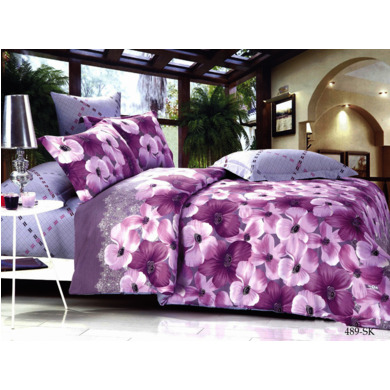 Комплект постельного белья Cleo Сиреневые цветы сатин, двуспальный