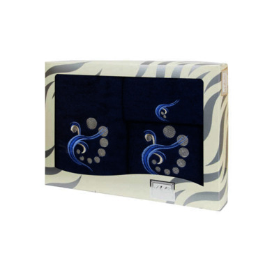Комплект полотенец Valentini Juggler (синий) 30х50 см, 50х100 см, 70х140 см 3 шт