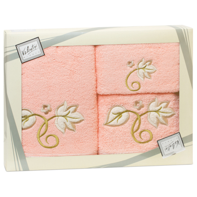 Комплект полотенец Valentini Flower 1 (розовый) 30х50 см, 50х100 см, 70х140 см 3 шт