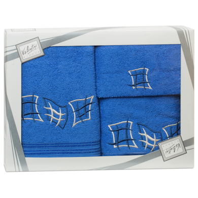 Комплект полотенец Valentini Cells (голубой) 30х50 см, 50х100 см, 70х140 см 3 шт