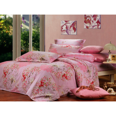 Комплект постельного белья "Сайлид B-94 (розовый)" сатин, евро макси