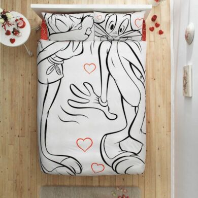 Комплект детского постельного белья Tac Bugs Bunny&Lola amour ранфорс, двуспальный евро