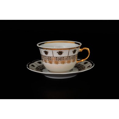 Набор чайных пар "Менуэт Золотой орнамент" (чашка 220 мл + блюдце) на 6 персон