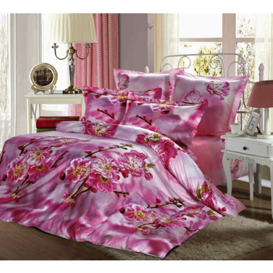 Комплект постельного белья Сайлид "Розовые цветы" сатин, двуспальный