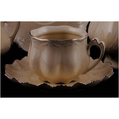 Чайный набор "Виктория Слоновая кость 2215" (чашка 200 мл + блюдце) на 6 персон