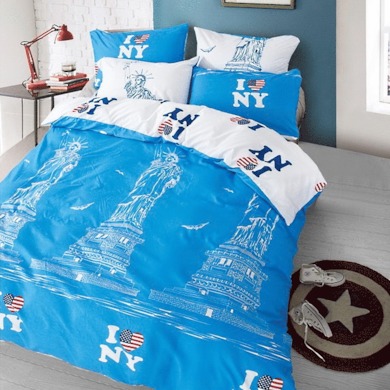 Комплект постельного белья Liliya New-York (голубой) микрофибра, двуспальный