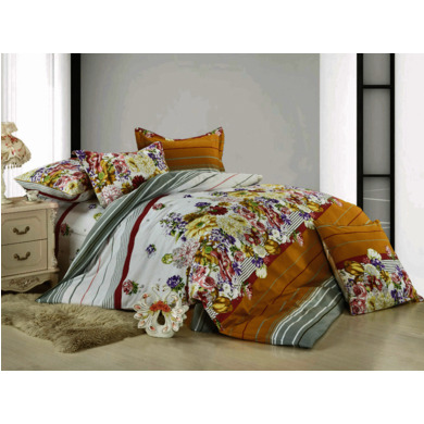 Комплект постельного белья Cleo Цветочный орнамент на белом фоне бязь, 1,5 сп.