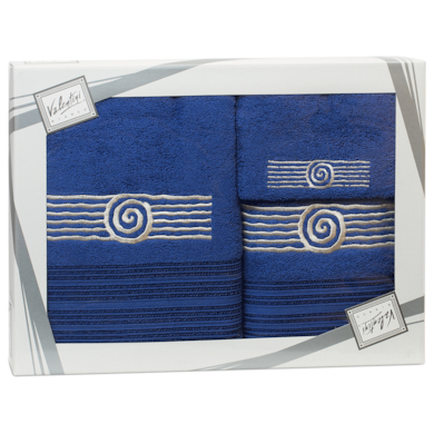 Комплект полотенец Valentini Sea 1 (синий) 30х50 см, 50х100 см, 70х140 см 3 шт