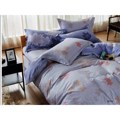 Комплект постельного белья Cleo Кленовый лист сатин, двуспальный евро
