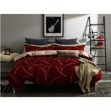 Комплект постельного белья Cleo Красное и бежевое сатин, двуспальный