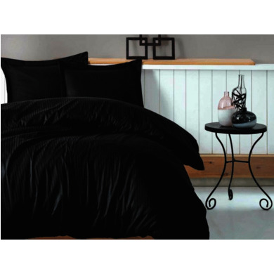 Комплект постельного белья Cottonbox Elegant (черный) страйп-сатин, двуспальный евро