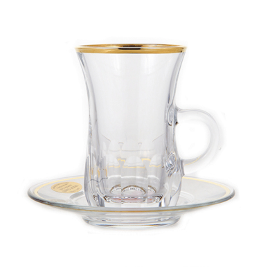 Набор для чая "Богемия Золотой ободок" (армуда 100 мл + блюдце) на 6 персон