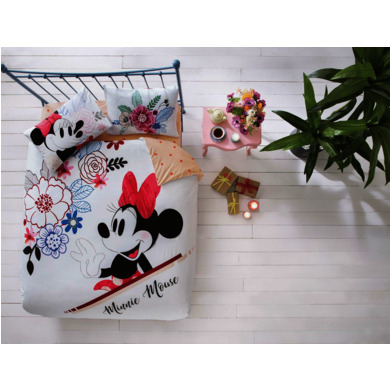 Комплект детского постельного белья Tac Minnie Mouse Watercolor ранфорс, двуспальный евро