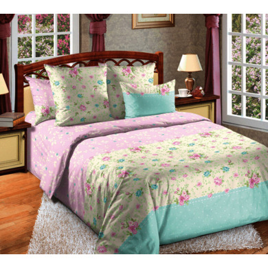 Комплект постельного белья Белиссимо "Алиса 1" бязь, двуспальный (с европростыней)