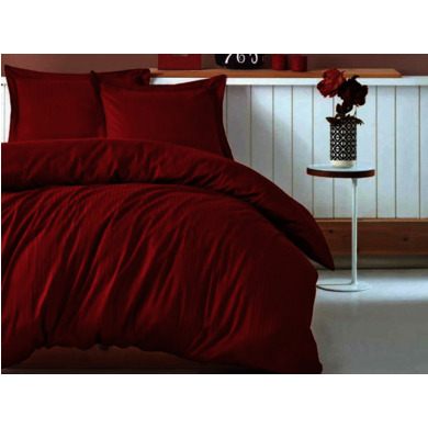 Комплект постельного белья Cottonbox Elegant (бордовый) страйп-сатин, двуспальный евро