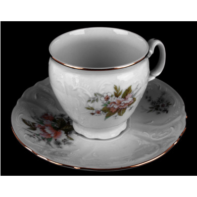 Набор для чая "Бернадот Зеленый цветок 23011" (чашка 240 мл + блюдце) на 6 персон 12 предметов