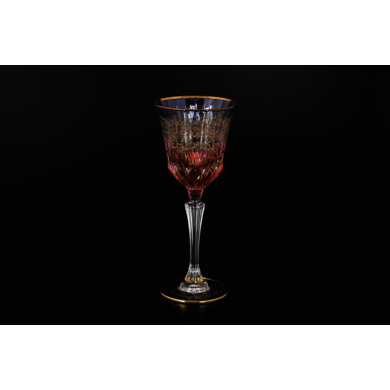 Набор бокалов для вина "Золотые узоры Розовый фон" 6 шт