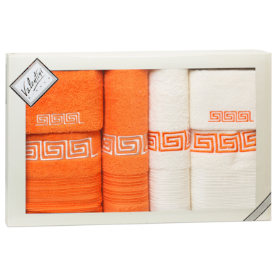 Комплект полотенец Valentini Fashion 2 (оранжевый) 30х50 см 2 шт, 50х100 см 2 шт, 70х140 см 2 шт