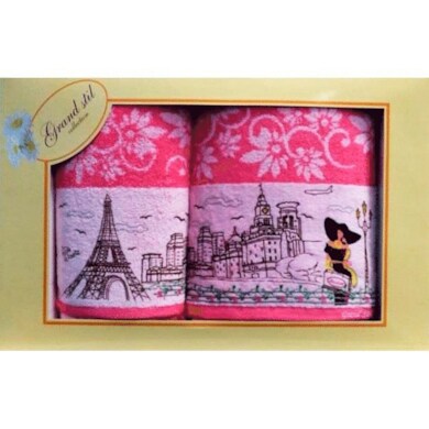 Набор махровых полотенец Grand Stil Париж (розовый) 48х90 см, 68х135 см 2 шт