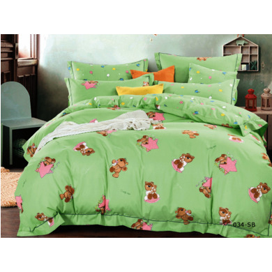 Комплект постельного белья Cleo Медвежонок (зеленый) сатин, детский