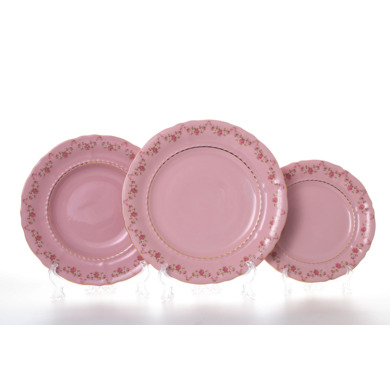 Набор тарелок "Соната Розовый фарфор 0158" 18 предметов
